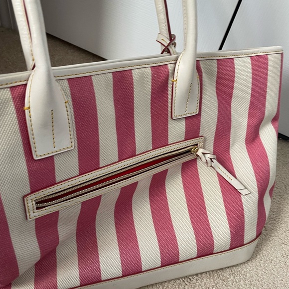 Dooney & Burke pink and white striped handbag - Picture 2 of 9